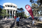 A Victorian Electoral Office sign outside a pre-polling centre.