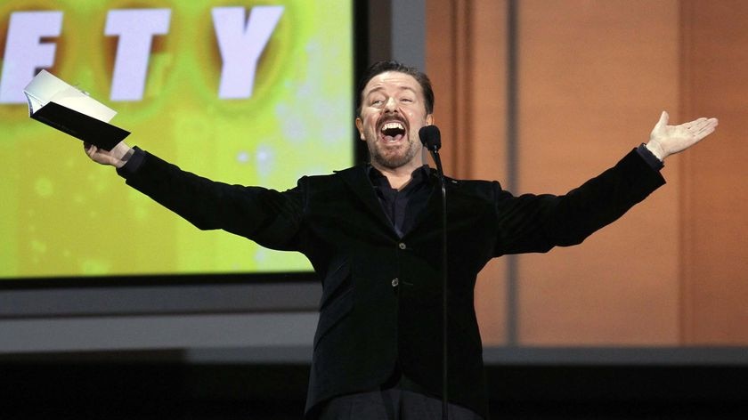 Ricky Gervais presents the outstanding directing for a variety music comedy special award