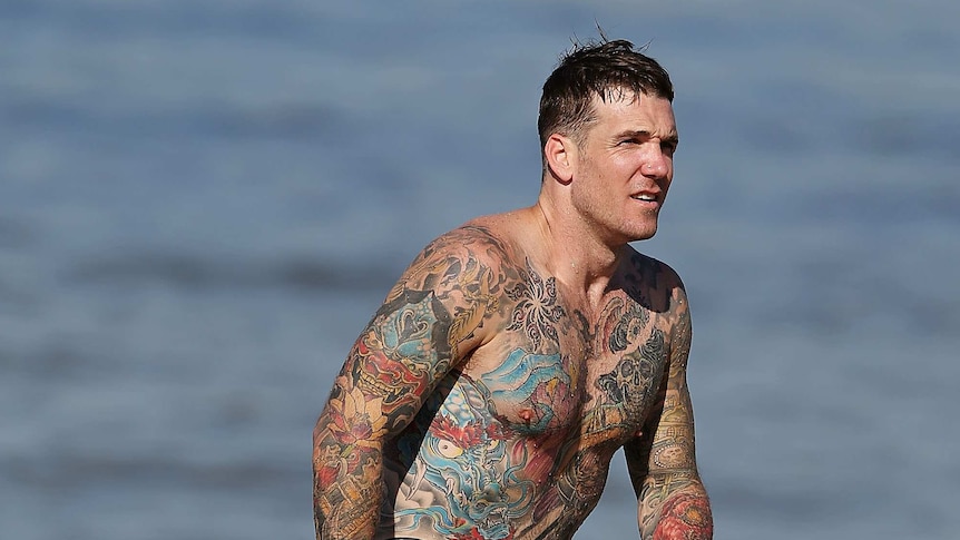 Business as usual ... Dane Swan during a Thursday training session at St Kilda Sea Baths