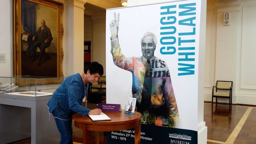 Alena Almassy was among the first to pen a tribute in a condolence book for Gough Whitlam.