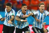 Argentina celebrates penalty shoot-out win over Netherlands