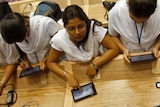 Students in India use Aakash, dubbed the world's cheapest tablet computer