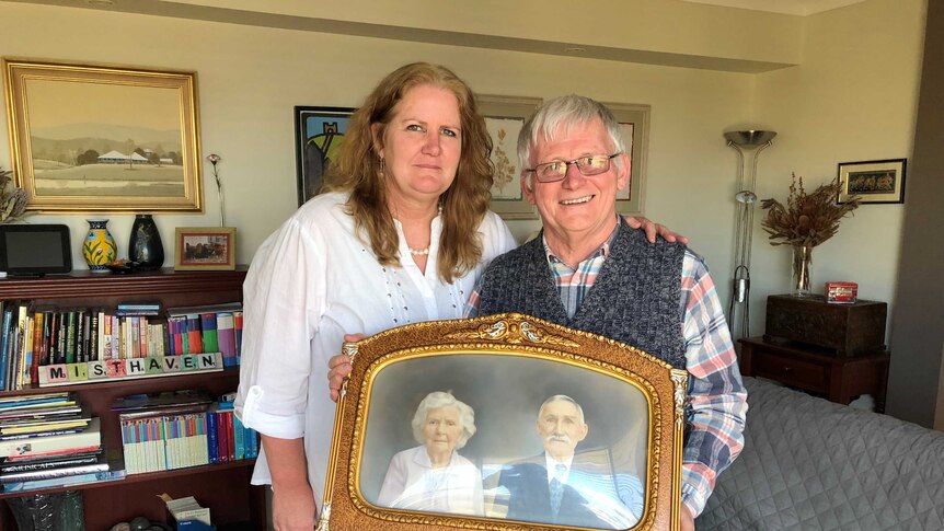 Leisa Carney and Richard Chiverrell with the old photo in Toowoomba.