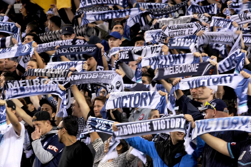 Melbourne Victory fans at the A-League Melbourne derby