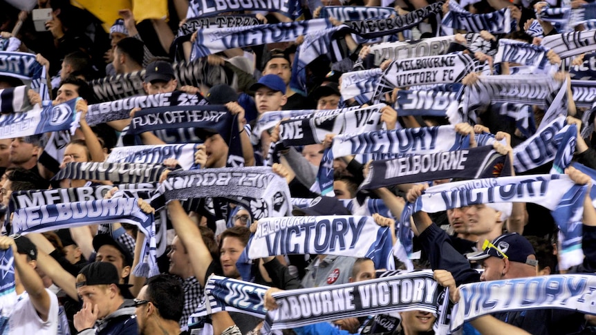 Melbourne Victory fans at the A-League Melbourne derby