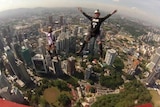 Base jumpers at the KL Towers International