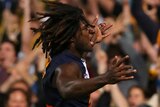 Nic Naitanui celebrates the game-winner for West Coast