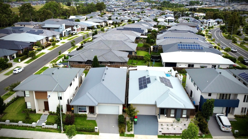 A new housing estate stretches as far as the eye can see.