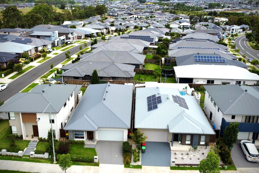 A new housing estate stretches as far as the eye can see.