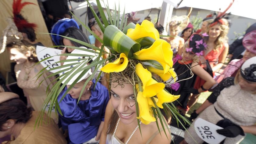 Punters arrive at Flemington race track in Melbourne for the running of the Melbourne Cup