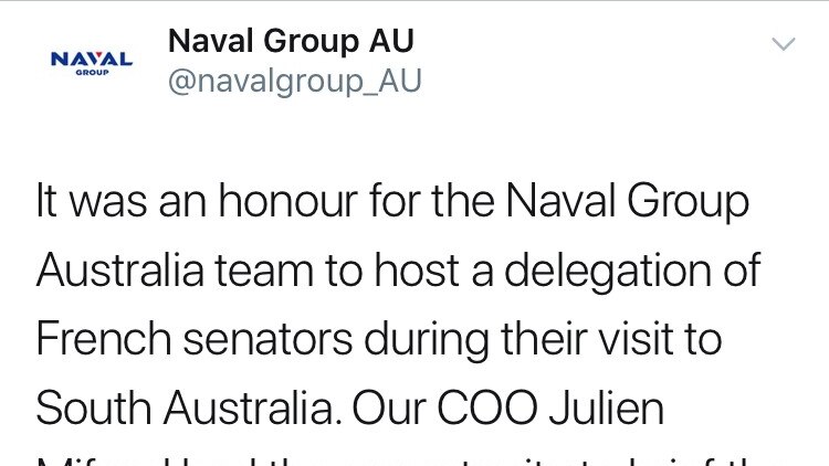 a mobile phone screenshot of a tweet from the @navalgroup_AU twitter account