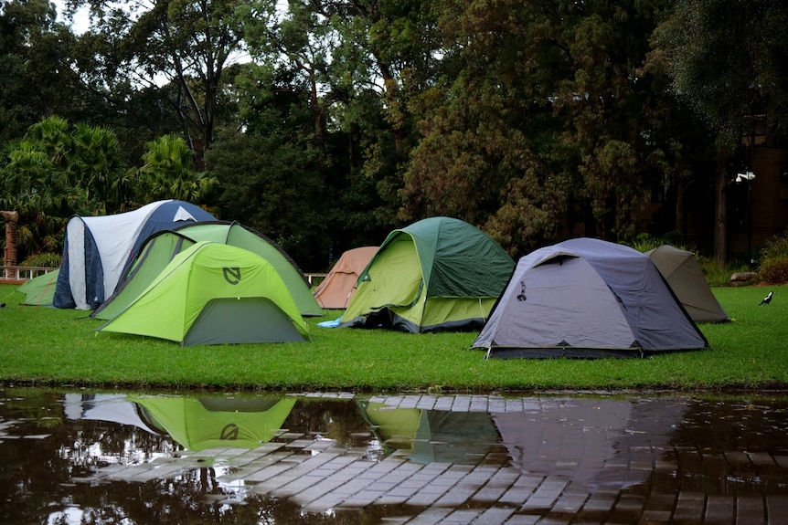 Tents in the rain