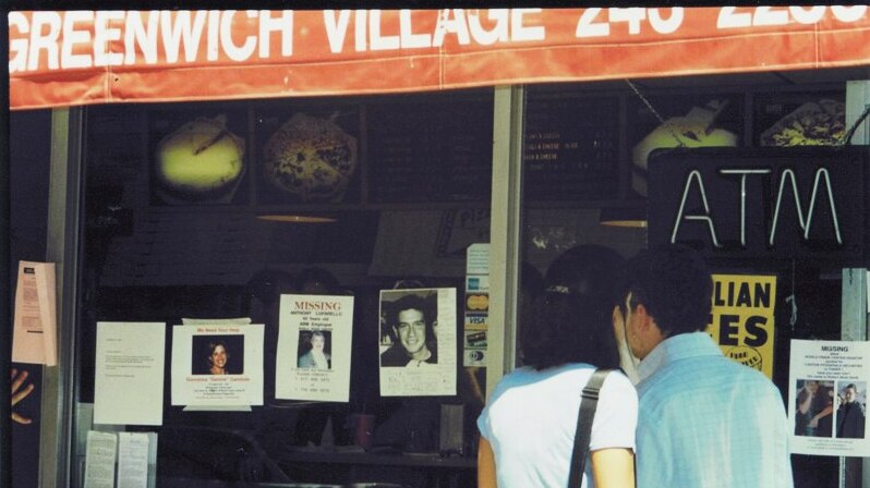Missing persons signs on display in a NYC shopfront after the terrorist attacks of September 11, 2001.
