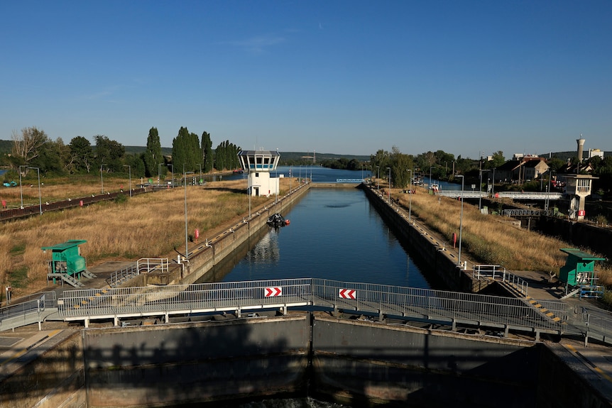 A french river lock system.