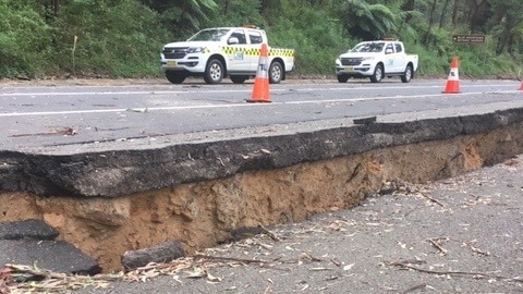 A road that has split in half.