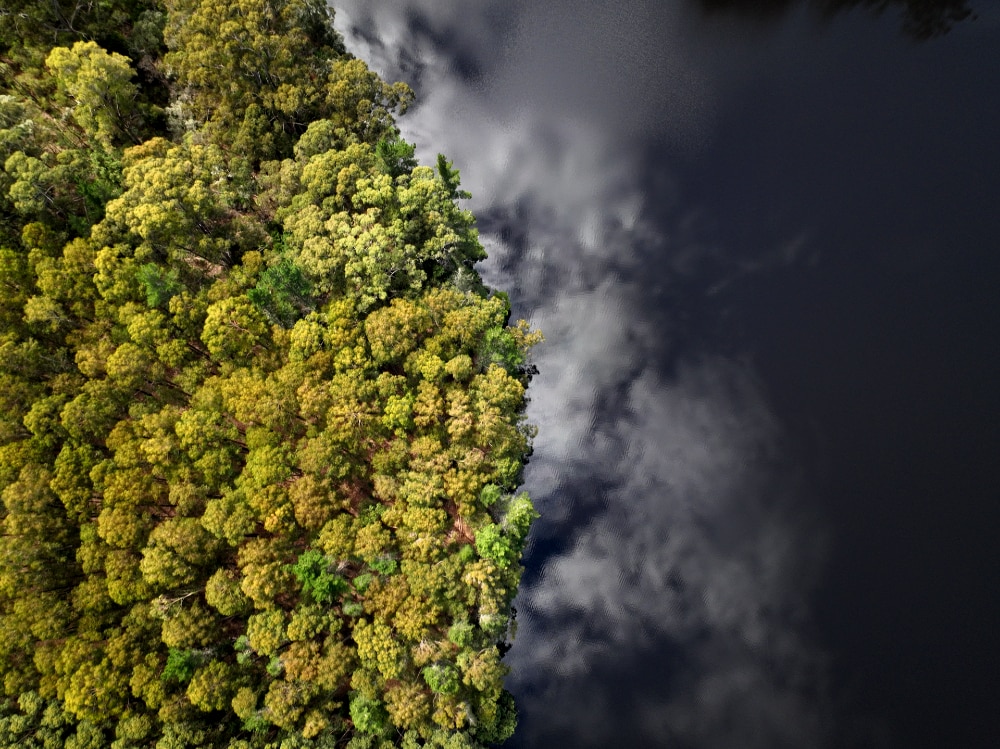 Una vista aérea del lago Quinninups.