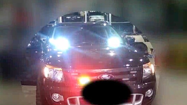 Police said red and blue lights were added to the black ute to make it look like an official police vehicle.