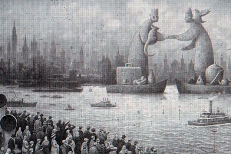 This is an illustration from Shaun Tan's book The Arrival.