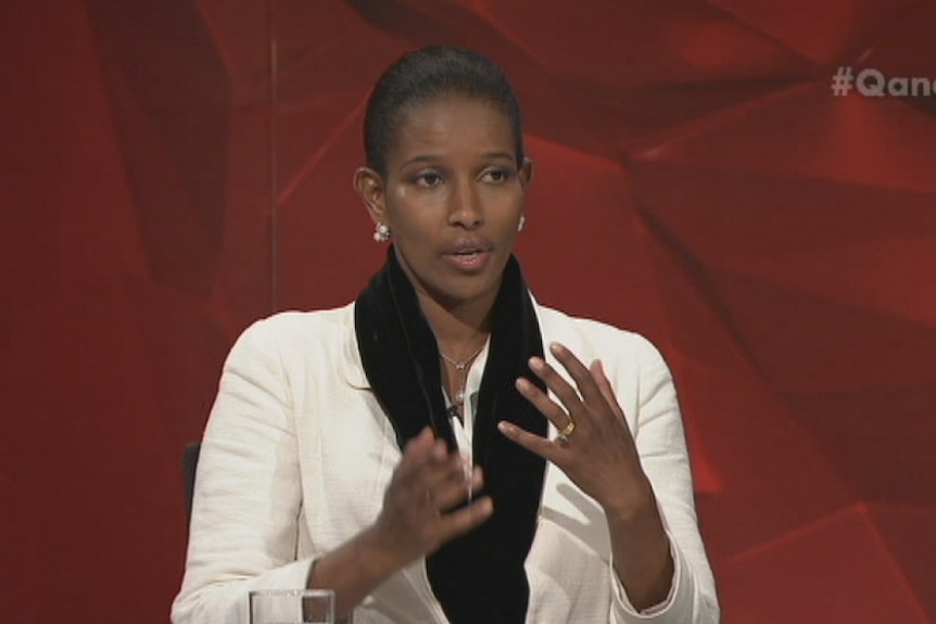 Ayaan Hirsi Ali was due to appear as a panellist on the ABC's Q&A program.