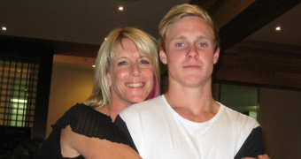 Kate McLoughin with son Zach, who died by suicide.