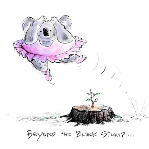 A drawing of a koala wearing a tutu.