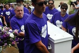 Pallbearers, including Rick Thorburn, carry the coffin of Tiahleigh Palmer