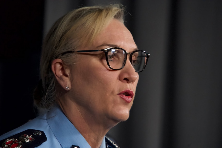 Qld Police Commissioner Katarina Carroll speaking to media