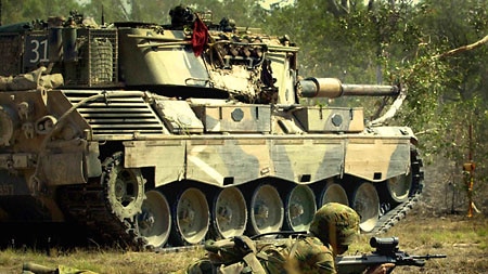 Australian Leopard tanks on exercise