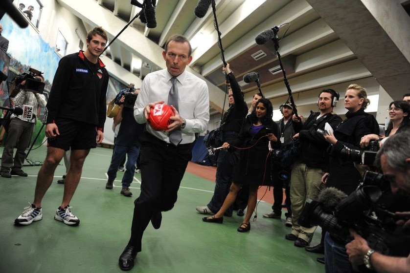 Tony Abbott has a kick-to-kick