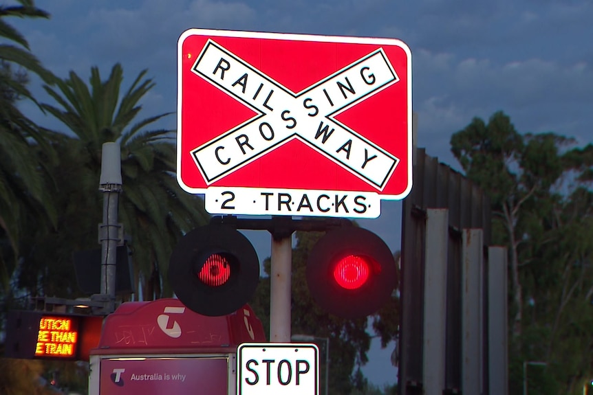 Lights flashing at a level crossing 
