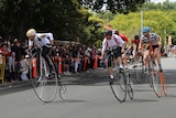 Darren Singline leads the pack in penny-farthing championship