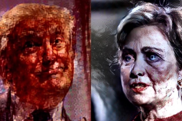 Nightmare Machine image of Donald Trump and Hillary Clinton