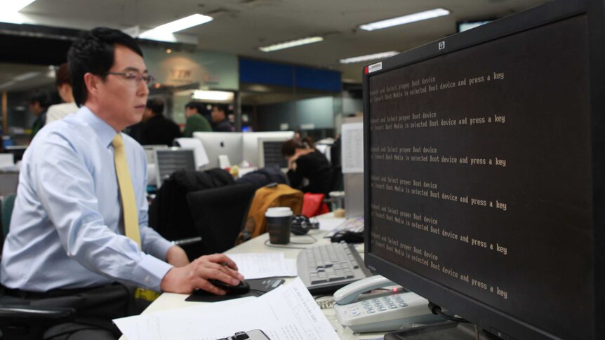 South Korean worker shuts down computer