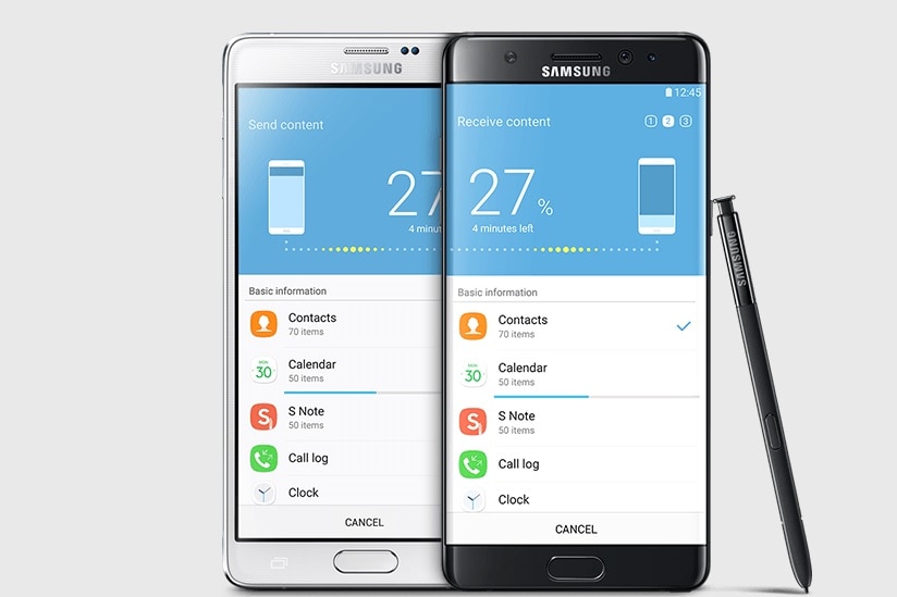 A photo of two Samsung Galaxy7 smartphones