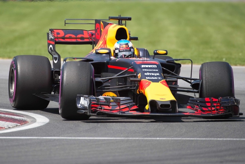 Daniel Ricciardo drives through the Senna corner during the Canadian Grand Prix in Montreal.