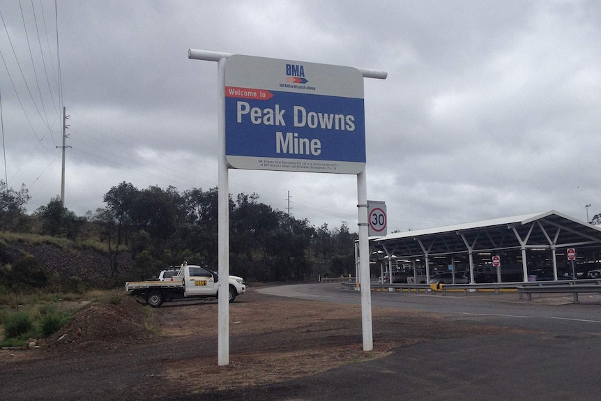 The entrance to BMA's Peak Downs coal mine in the Bowen Basin.
