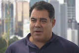 TV still of Mal Meninga speaking about the conditional parole of his brother Bevan Meninga. Tues Feb 11, 2014