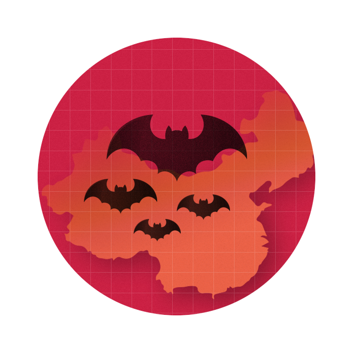 graphic with a red circle in the middle of which sits some bats