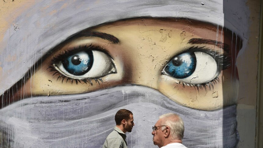 Sydney mural of veiled woman, 2015