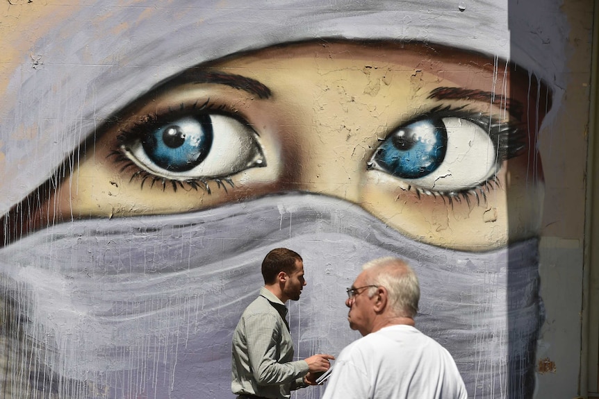 Sydney mural of veiled woman, 2015