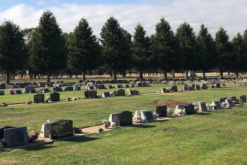 Memorial headstones at the Longford cemetery.