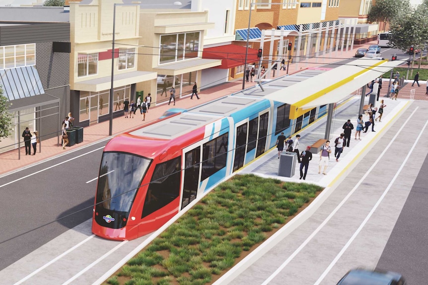 Artist's impression of SA Labor's proposed Adelaide tramline extension to Norwood