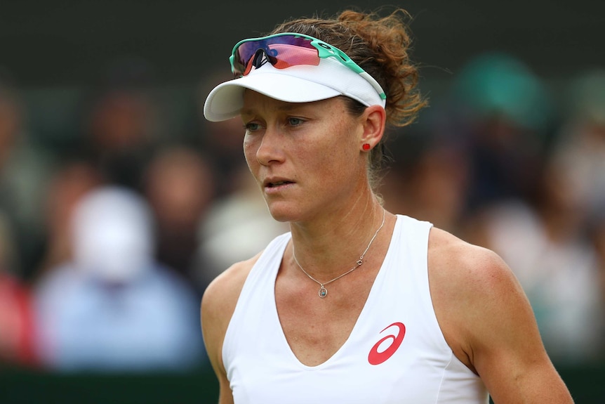 Australia's Sam Stosur looks on against Germany's Sabine Lisicki at Wimbledon 2016.