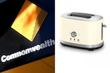 A composite image of the Commonwealth Bank logo, and a toaster.