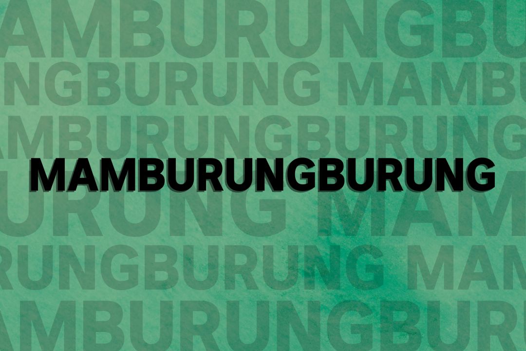 The word 'mamburuŋburuŋ' is written in bold black letters with a green background