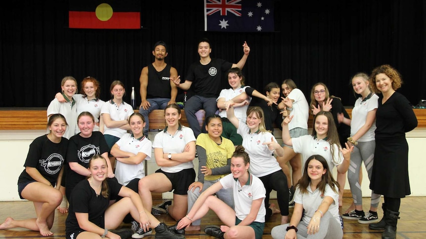 A group shot of the Bomaderry High School students who participated in a dance workshop