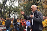 Prime Minister Malcolm Turnbull speaks at a CFA rally