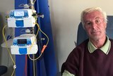 Steven Mills in Coonabarabran hospital having chemotherapy