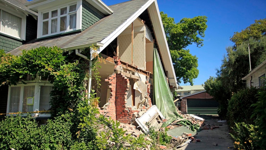 Damage to a house after an earthquake in the Christchurch on December 23, 2011.