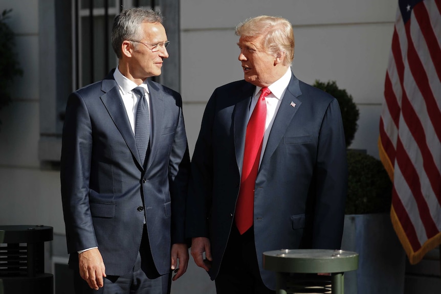 Donald Trump speaks to Jens Stoltenberg.